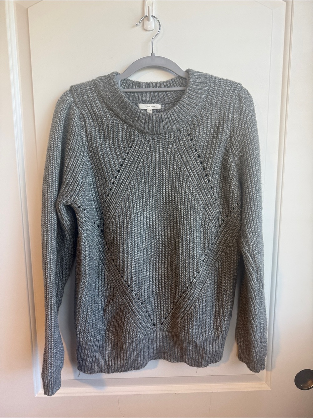 Maurices Gray Cable Knit Crew Neck Sweater